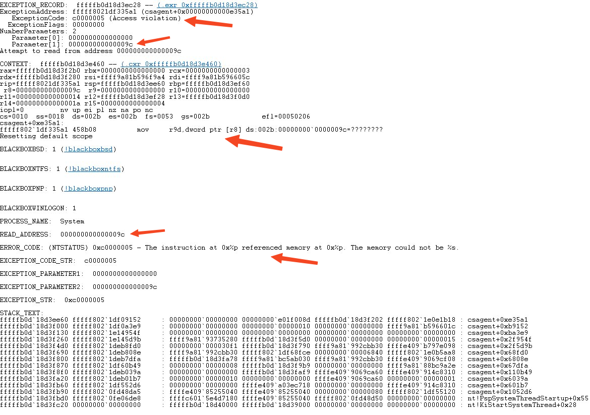 Stack trace of a BSOD today