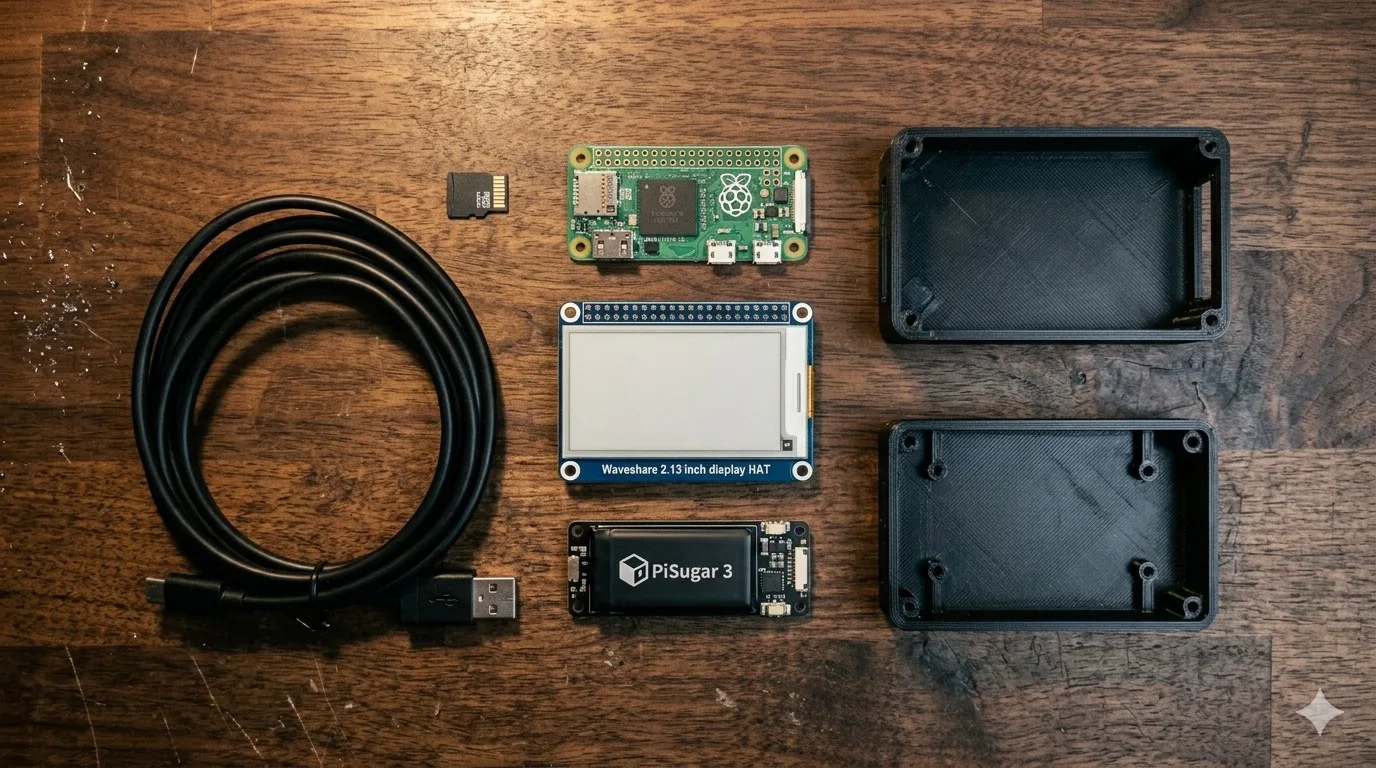 Components laid out before assembly